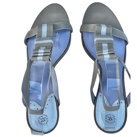 Johnston & Murphy Womens 10M Beige & White Sandals Heels Striped Elastic Straps - Picture 9 of 16